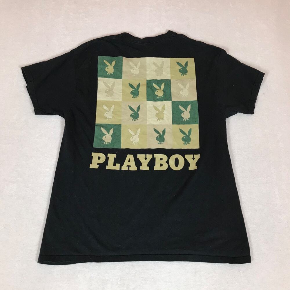 Playboy Green Bunny Tiles Black Tee